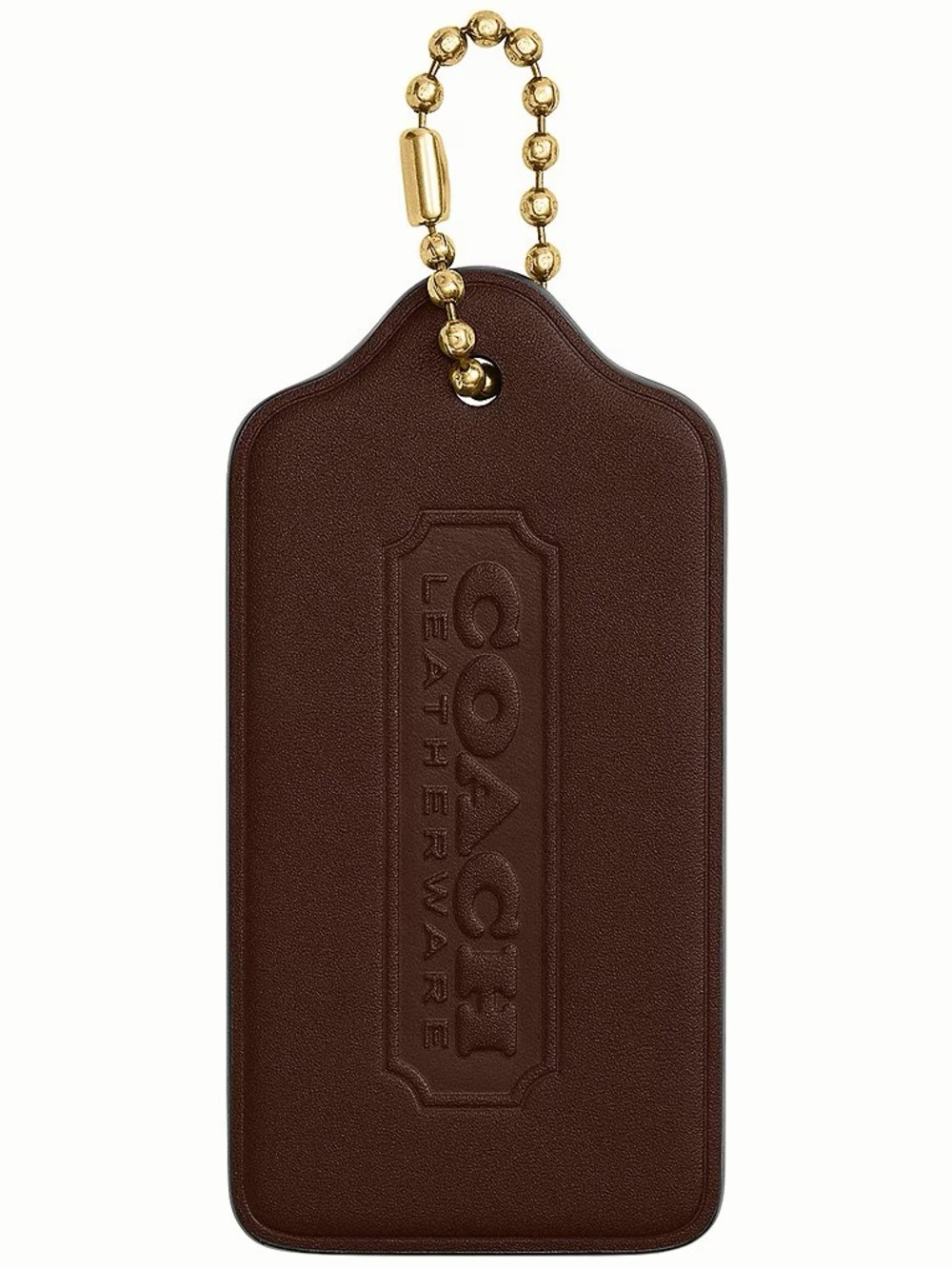 Coach XL Leather Hangtag Dark Brown Bag Charm Keychain NWT - Picture 2 of 4